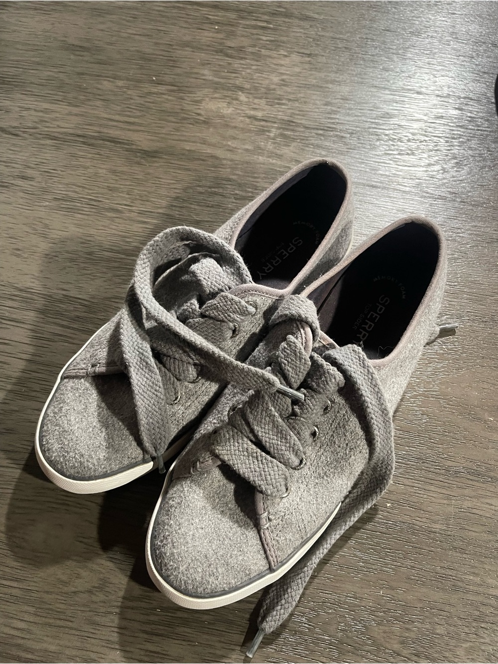 Sperry Gray Wool/Poly Lace-Up Sneakers Womens Sz 9